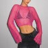 Mesh eyelet knitted top with outer layer, cross-border European and American fashion, fishnet see-through, sexy women's clothing