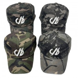 New American distressed lettered embroidered large logo camouflage baseball caps, outdoor casual sun protection caps.
