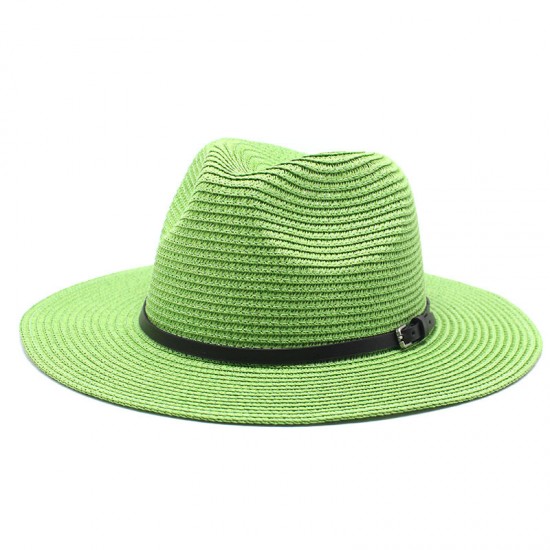 Colorful, 20-color summer foldable wide-brim straw hat for men and women, beach-style British Panama sun hat.