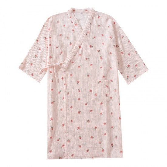 Japanese-style kimono robes, women's cotton double-layer gauze pajamas, spring and summer steaming loungewear, thin, soft bath skirts. Japanese-style kimono robes, women's cotton double-layer gauze pajamas, spring and summer steaming loungewear, thin, soft bath skirts.