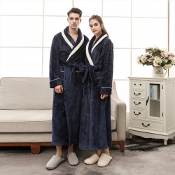 End-of-Year 2022 New European and American Crafted Jacquard Double-Layer Thickened Plus-Size Flannel Nightgowns Net Weight: 1300g