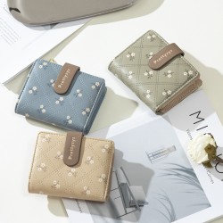 Lianbu new Korean style, simple short two-fold women's wallet Fashionable student-friendly printed foldable wallet with multiple card slots