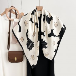 New Spring/Autumn Chanel-Style Floral Print Square Handkerchief for Women, Artistic, Retro, Niche Travel Photography Matching Scarf