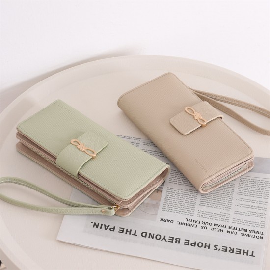 Lianbu new women's long wallet, Japanese and Korean style, fresh and simple, solid color, multi-card slots, student wallet.