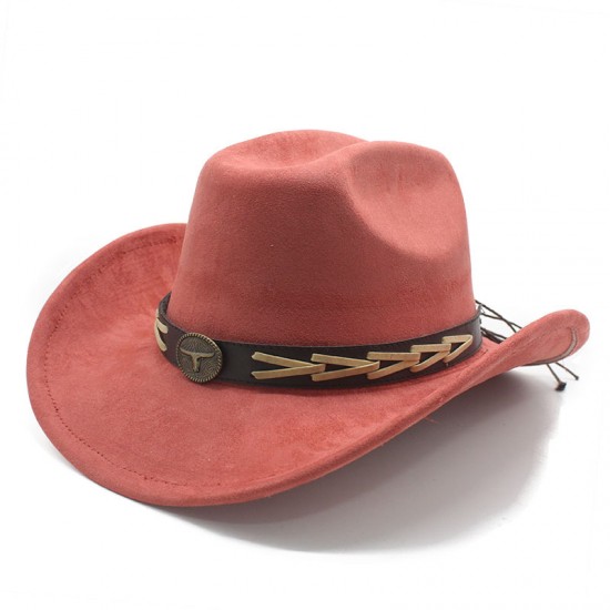 Thickened hardtop cowboy hat, dopamine suede, curved brim hat, French cross-border wholesale, ethnic style.