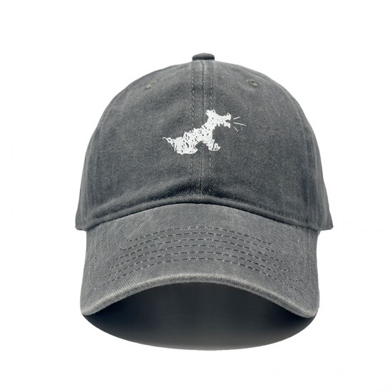 Wholesale Korean 2025 new style washed retro puppy embroidered baseball cap for women with large heads, small flattering cap