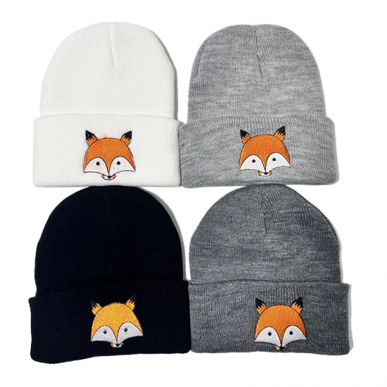 New European and American autumn and winter children's woolen hats, cartoon girls' knitted pullovers. Baby's rolled-brimmed earmuffs and warm hat