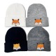 New European and American autumn and winter children's woolen hats, cartoon girls' knitted pullovers. Baby's rolled-brimmed earmuffs and warm hat