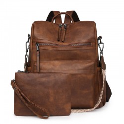 New retro bags, large-capacity, multifunctional women's backpacks, PU bags, wholesale women's bag sets