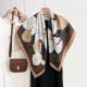 Spring and Autumn Influencer Style High-end Korean Colorblock Floral Print Silk Scarf, Fashionable Thin 90s Square Scarf for Women