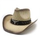 Western cowboy hat, spring and summer, horseback riding, beach, and vacation hat, hard straw hat for sun protection