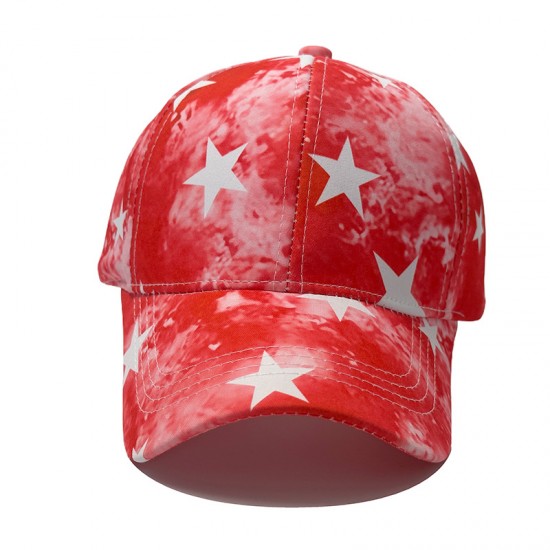 New five-pointed star-patterned baseball caps for men and women, tie-dyed and colorful graffiti baseball caps for summer outdoor sun protection.
