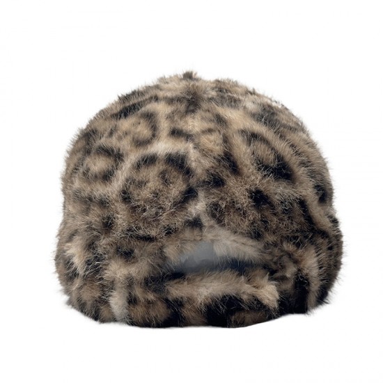 New plush leopard print warm baseball cap, Korean style, fashionable, versatile outdoor retro duck cap for women New plush leopard print warm baseball cap, Korean style, fashionable, versatile outdoor retro duck cap for women
