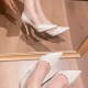 Thick-heeled square-toed brown closed-toed sandals for women, 2023 summer shallow-cut European and American slingback high-heeled sandals.
