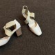 New retro, versatile ballet high heels, women's block heels, cross-strap, hollow, casual closed-toe sandals. New retro, versatile ballet high heels, women's block heels, cross-strap, hollow, casual closed-toe sandals.