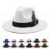 White woolen gentleman's classic British jazz feather hat with a flattering face shape, woolen felt hat for men and women