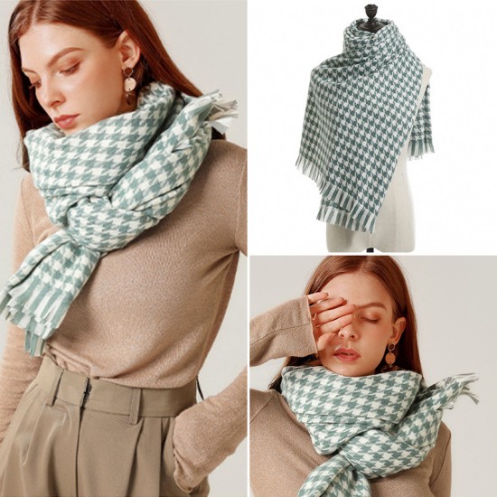Houndstooth scarf for women, winter 2025 new plaid imitation cashmere scarf wholesale manufacturer, thickened shawl neckerchief for women