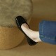 2023 retro bow patent leather moccasins for women, summer and autumn square-toed burgundy block heels