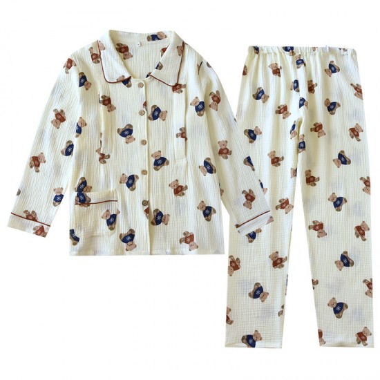 Women's padded pajamas, pure cotton gauze three-piece set, summer short-sleeved shorts and long pants, thin home clothes, soft set Women's padded pajamas, pure cotton gauze three-piece set, summer short-sleeved shorts and long pants, thin home clothes, soft set