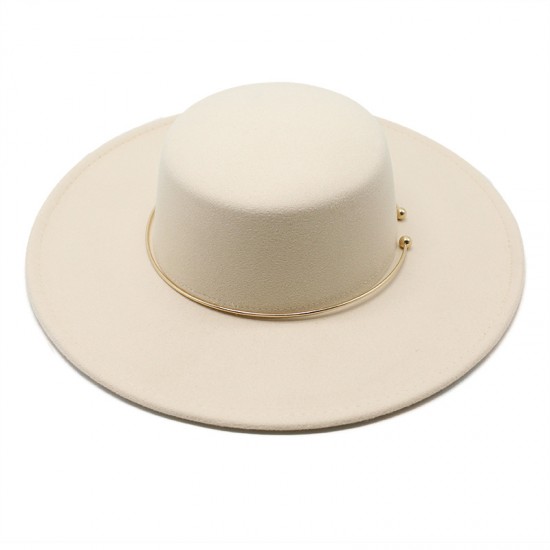 2021 autumn and winter new cross-border thickened men's and women's hat 10cm wide-brim wool felt flat-top hat