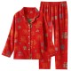 Pure cotton crepe and cotton yarn pajamas, spring and autumn long-sleeved pants, thin, all-season plus-size loungewear, soft two-piece set.