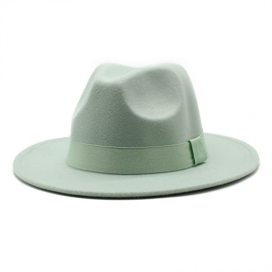 New autumn and winter wide-brim hats for men and women, Korean-style fashionable woolen jazz hat, British-style topper CMN047