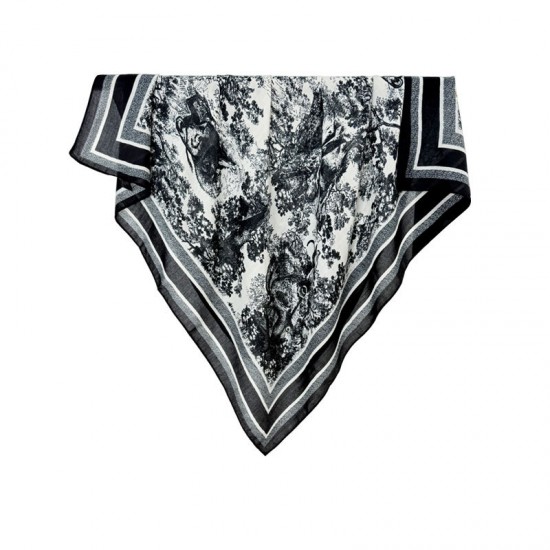 New spring and summer 90cm square scarf with Korean print, a luxurious jungle print silk scarf, a high-quality, versatile shawl for all seasons