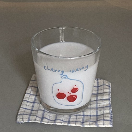 INS retro hand-painted fruit shot glass, niche refreshing glass, heat-resistant espresso cup for couples.