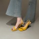 Women's square-toed, open-toe sandals, summer French-style, stiletto, slingback black high heels with skirts. Women's square-toed, open-toe sandals, summer French-style, stiletto, slingback black high heels with skirts.