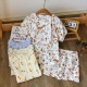 Spring and autumn women's cotton double-layer gauze loungewear, thin, soft, loose summer cotton trousers.