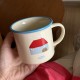 2024 New Year red flip-top ceramic mug, simple cartoon car water cup and coffee cup gift