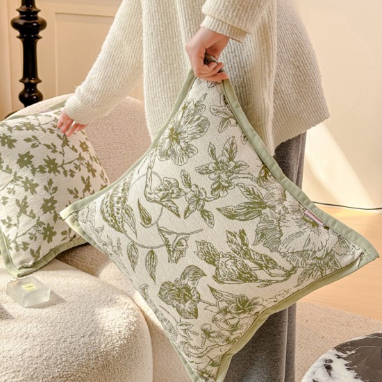 Cross-border Nordic ins chenille jacquard velvet pillow, fresh floral cushion, living room sofa cushion cover Cross-border Nordic ins chenille jacquard velvet pillow, fresh floral cushion, living room sofa cushion cover