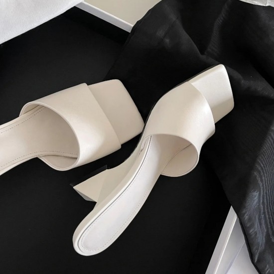 Women's shoes, 2024 summer new models, versatile square-toed open-toed rhinestone mid-heeled flip-flops, influencer sandals, and half-slip flip-flops. Women's shoes, 2024 summer new models, versatile square-toed open-toed rhinestone mid-heeled flip-flops, influencer sandals, and half-slip flip-flops.