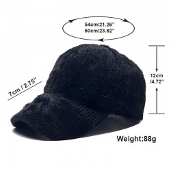 New winter faux mink baseball cap with plush vertical stripes, versatile solid color, warm and cold-resistant curved brim baseball cap for men and women.