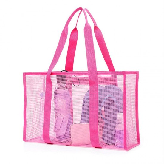 Amazon mesh single-shoulder tote bag, men's and women's beach bag, toiletry and swimwear storage bag