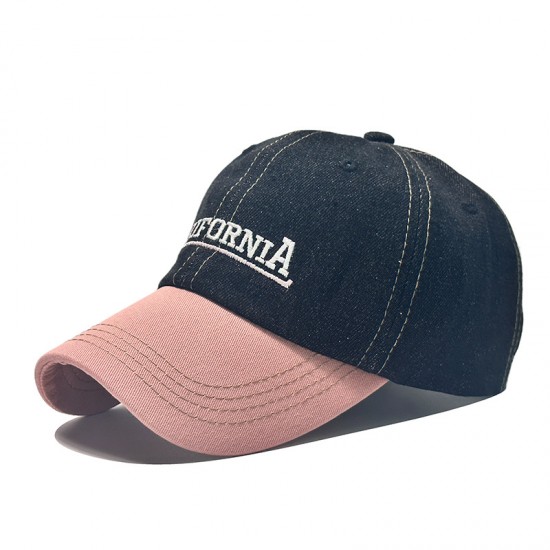 Cross-border Korean-style denim colorblock baseball cap for men, stylish and personalized letter-embroidered baseball cap for women, casual sun hat Cross-border Korean-style denim colorblock baseball cap for men, stylish and personalized letter-embroidered baseball cap for women, casual sun hat