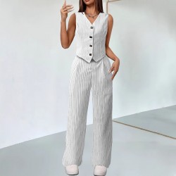2025 foreign trade style design, complete with stylish and elegant white striped vest and professional suit pants.