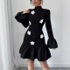 New Autumn and Winter 2025 Elegant Slim Fit Miniskirt: Fashionable Elegant Bell Sleeve, Floral Half-High Neck Spliced Dress for Women New Autumn and Winter 2025 Elegant Slim Fit Miniskirt: Fashionable Elegant Bell Sleeve, Floral Half-High Neck Spliced Dress for Women