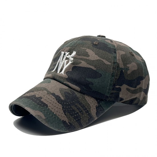 Cross-border hot-selling camouflage baseball cap with English letter embroidery Embroidered men's and women's sun hats, trendy outdoor sun protection caps.