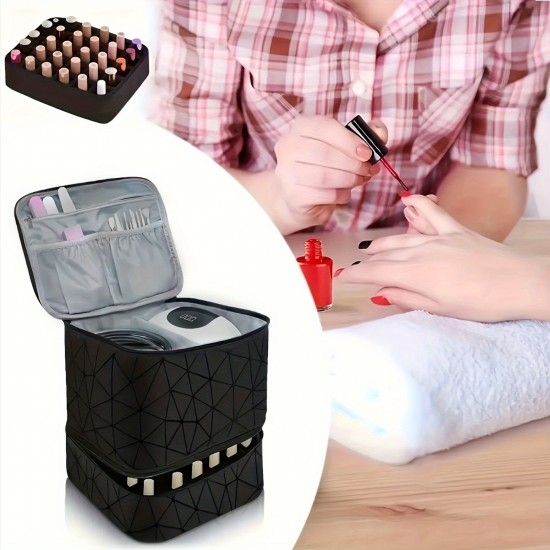 Best-selling cross-border double-layer Heightened cosmetic bag with storage, large capacity, portable toiletries, cosmetic bag, nail polish storage bag