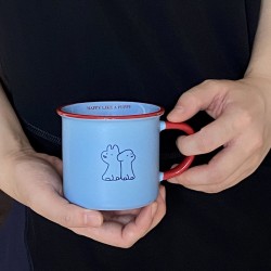 Niche Classic Red and Blue Contrasting Striped Ceramic Mug, Instagram Origin Coffee Cup, Couple's Water Cup, Drink Water Reminder