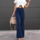 Factory Direct Cross-Border European and American 2025 Spring and Autumn Women's Solid Color Mid-Rise Slim Flared Corduroy Casual Pants