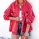 Factory direct sales of 2025 new cross-border European and American lapel, long-sleeved, retro, street style, ripped, raw-edge denim jacket for women.