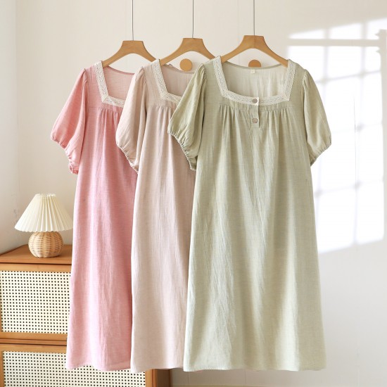 Men's summer pajamas, pure cotton double-layer gauze short-sleeved shorts, thin, solid-color, large-size home clothes set, can be worn outside Men's summer pajamas, pure cotton double-layer gauze short-sleeved shorts, thin, solid-color, large-size home clothes set, can be worn outside