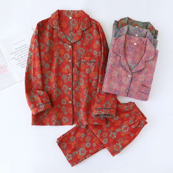 Men's spring and autumn couple's pajamas, pure cotton gauze long-sleeved trousers, thin summer Japanese-style loose loungewear set New postpartum maternity wear, pure cotton double-layer gauze long-sleeved pajamas, thin nursing clothes, open-front postpar Men's spring and autumn couple's pajamas, pure cotton gauze long-sleeved trousers, thin summer Japanese-style loose loungewear set New postpartum maternity wear, pure cotton double-layer gauze long-sleeved pajamas, thin nursing clothes, open-front postpar