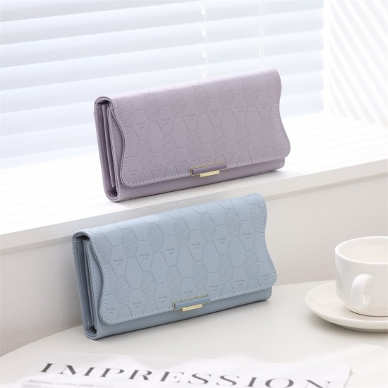 Lianbu new leather goods wallet, long, PU, ​​printed, tri-fold, multi-card slot, multi-functional, large-capacity clutch.