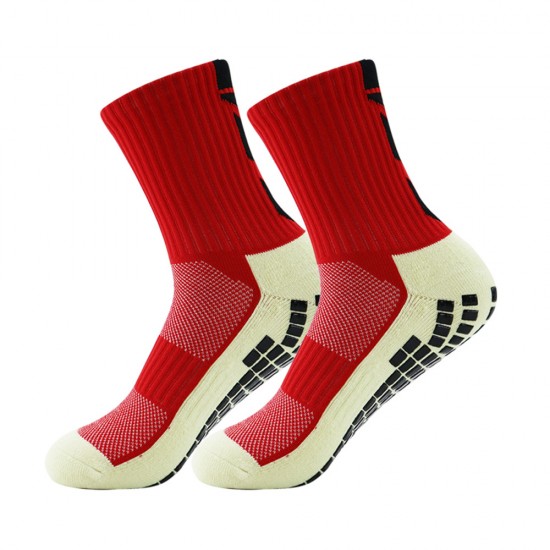 Non-slip mid-calf soccer socks with a terry sole and thickened polyester sports socks, non-slip and deodorizing