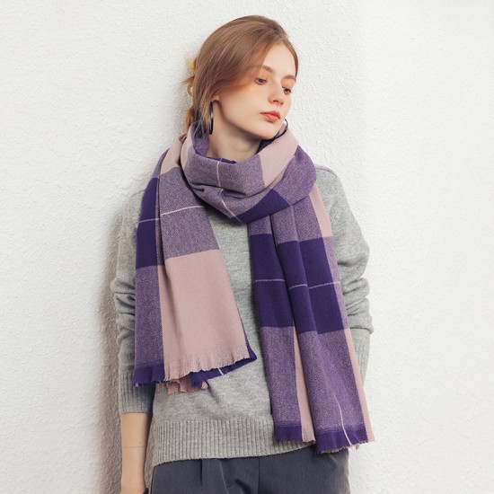 Plaid Winter Scarf, 2023 New Faux Cashmere Scarf and Shawl for Women Fashionable, thickened, warm scarves, factory direct supply.