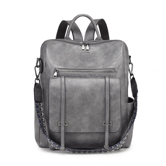 New cross-border retro women's backpacks, new high-end PU soft leather dual-use shoulder bags, large-capacity commuter backpacks