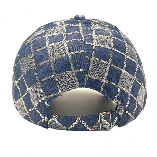 New Washed Denim Checkerboard Sequin Baseball Hat for Women: Casual and Versatile, Face-Showing, Small Sun Protection Baseball Hat New Washed Denim Checkerboard Sequin Baseball Hat for Women: Casual and Versatile, Face-Showing, Small Sun Protection Baseball Hat